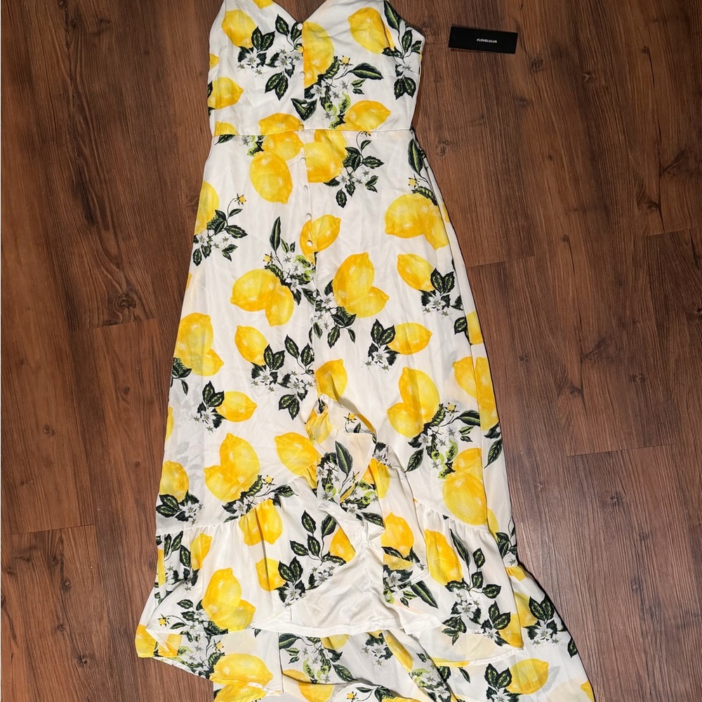 Lulu's Lemon Print High Low Dress